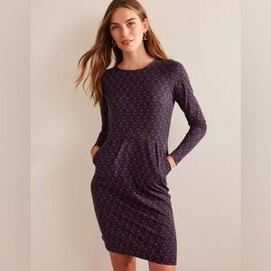 Boden | Dresses | Boden Penelope 0 Cotton Jersey Shirt Midi Dress In Navy  Daisy Foliage | Poshmark
